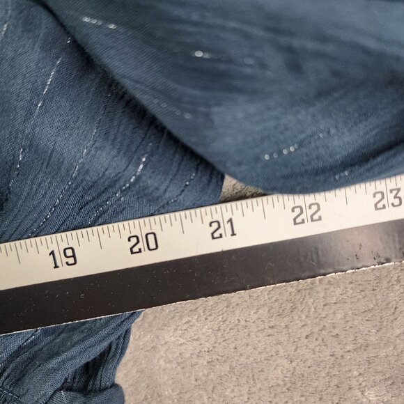 Womens Knox Rose Blue Peplum Top Blouse Long Sleeve V Neck gathered waist XL - Picture 11 of 13